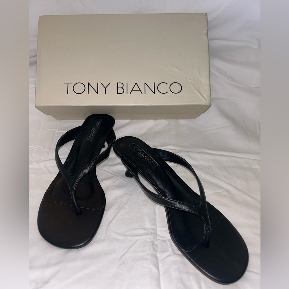 Tony Bianco Krista Flip Flop Heel Sandal in Black